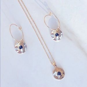 ❤️Hammered Gold Dainty Hoops & Necklace Set